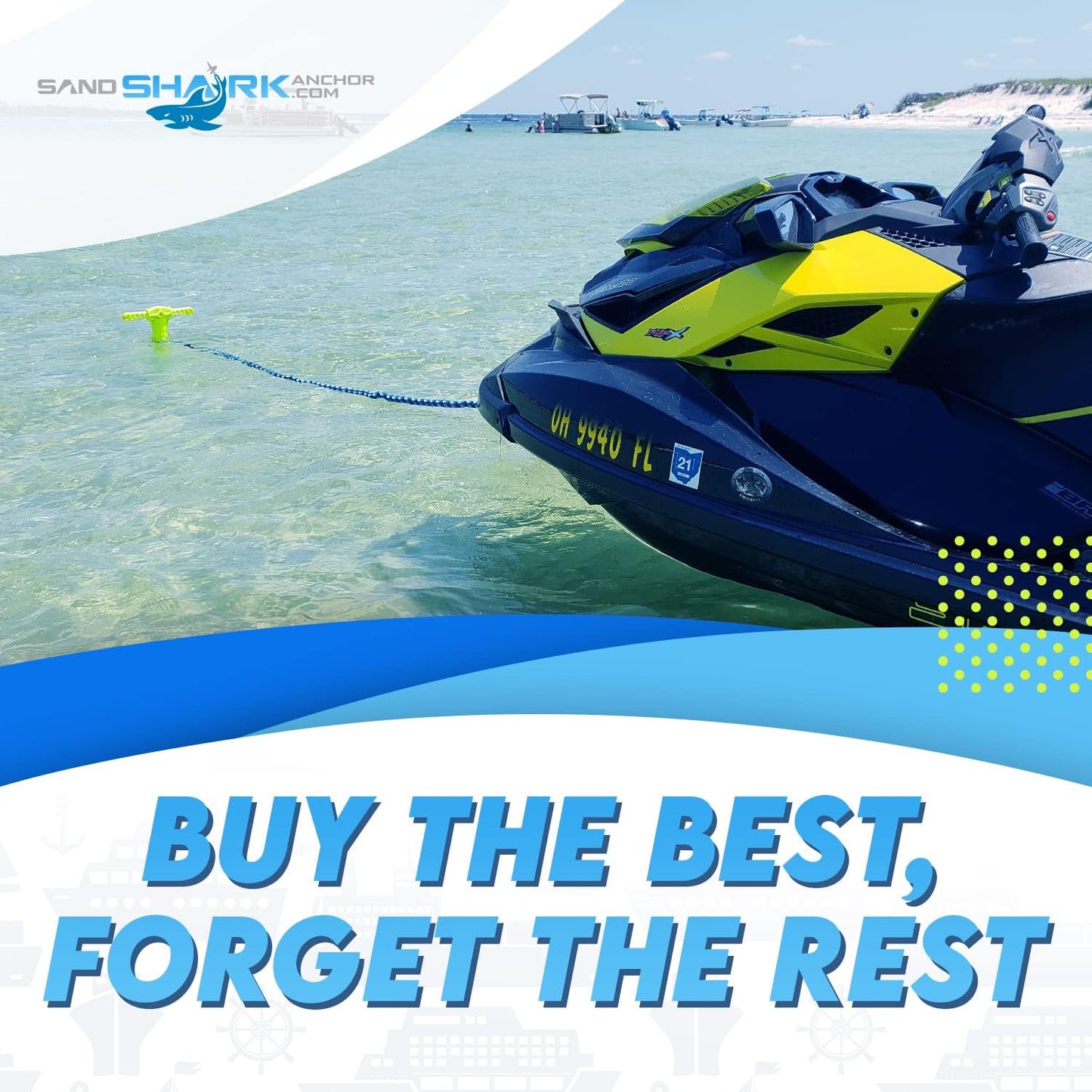 Sport Anchor - Shallow Water Anchor Pole for Boats and PWC. Easy Storage, High-Strength ABS (4' tall)