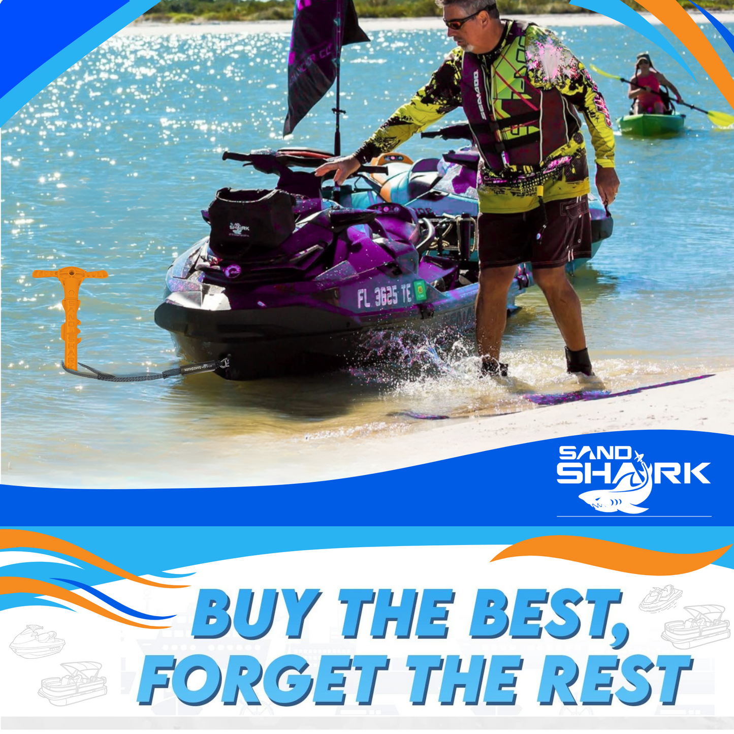 Sport Anchor - Shallow Water Anchor Pole for Boats and PWC. Easy Storage, High-Strength ABS (4' tall)