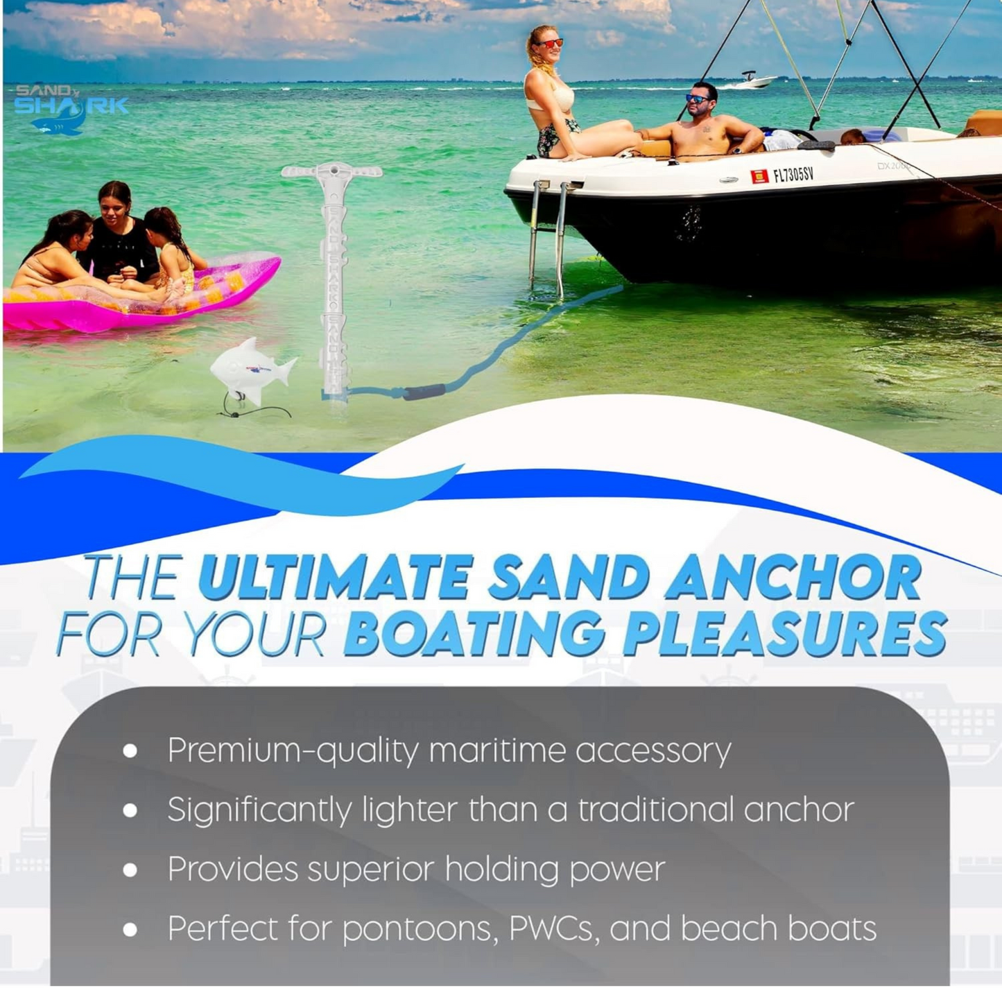 Sport Anchor - Shallow Water Anchor Pole for Boats and PWC. Easy Storage, High-Strength ABS (4' tall)