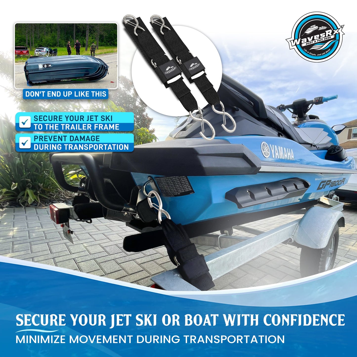 24" PWC TRANSOM STRAPS SS