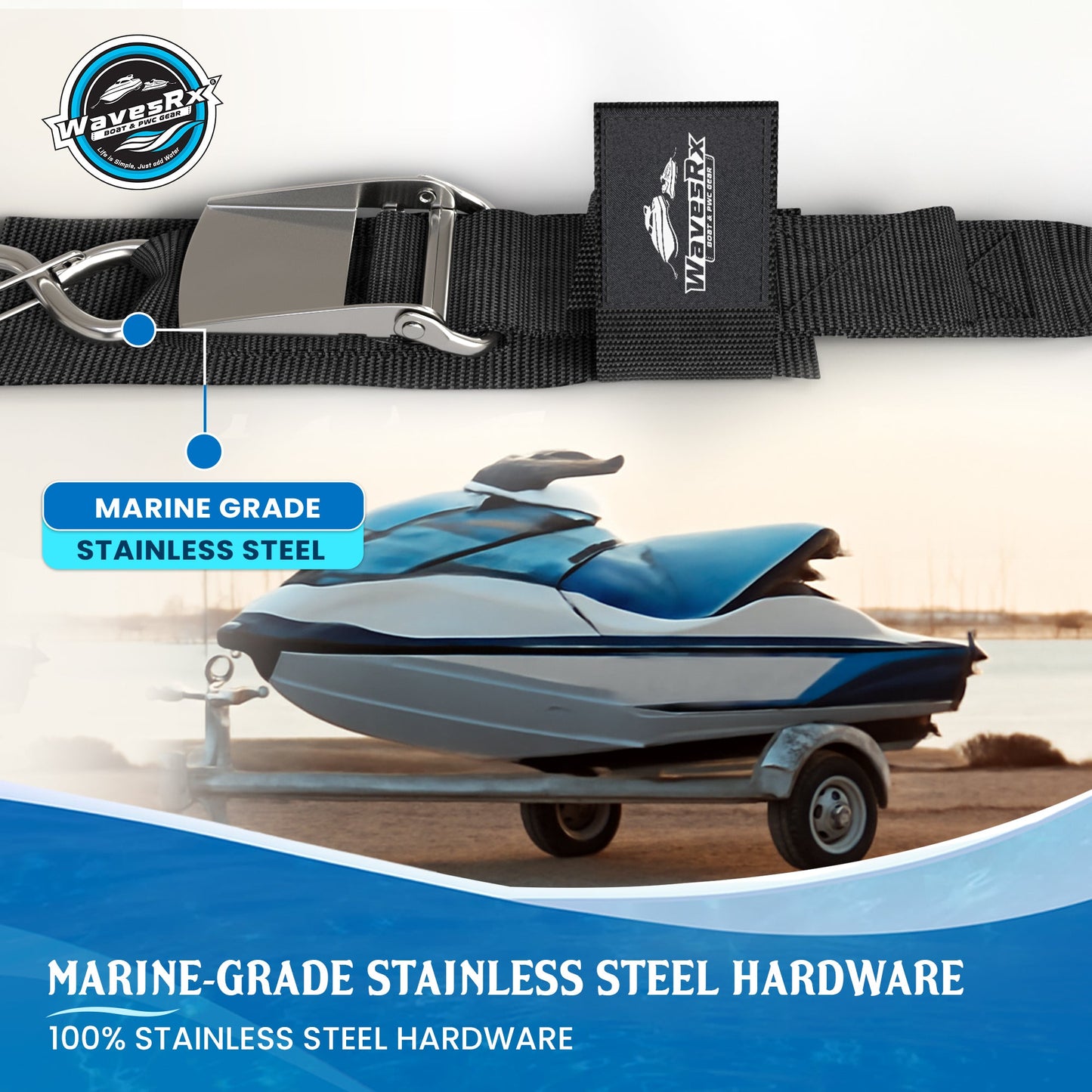 24" PWC TRANSOM STRAPS SS