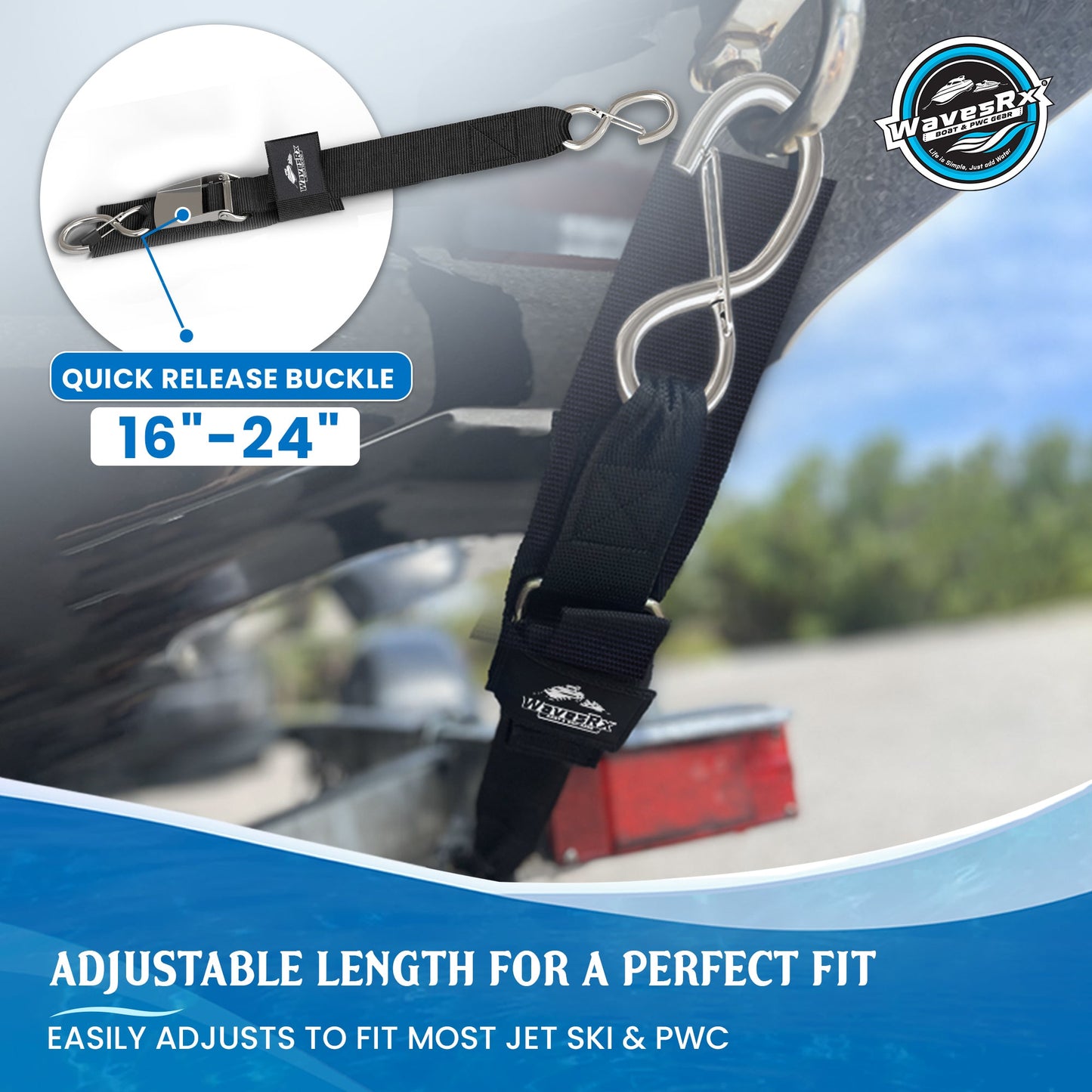 24" PWC TRANSOM STRAPS SS