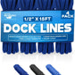 4-Pack Premium Dock Lines – Heavy Duty for Boats, Jet Skis, and Pontoons (1/2"x15')